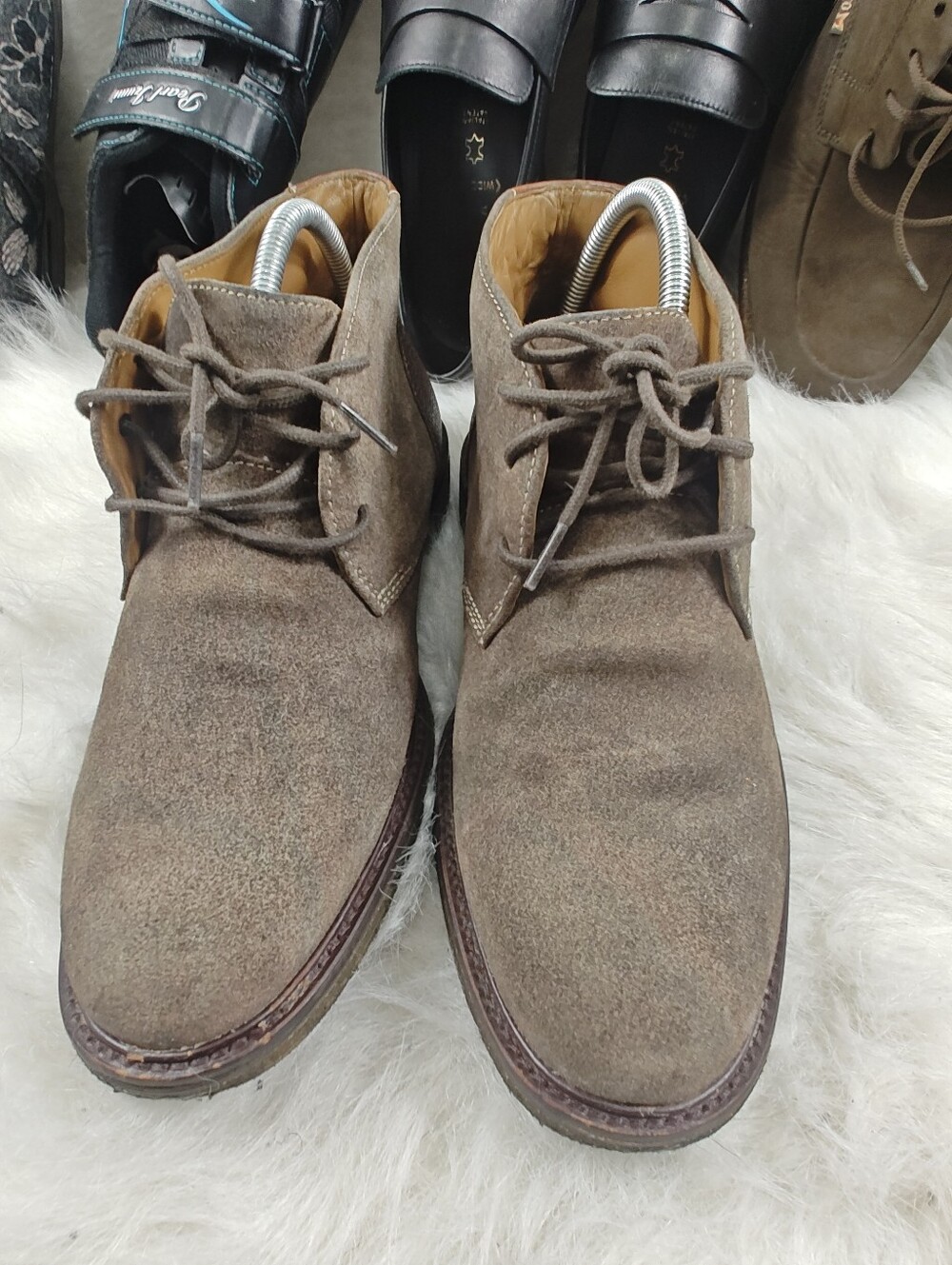 Johnston & Murphy Sheepskin Memory Foam Brown Lace-Up Boots Men's Size 8M